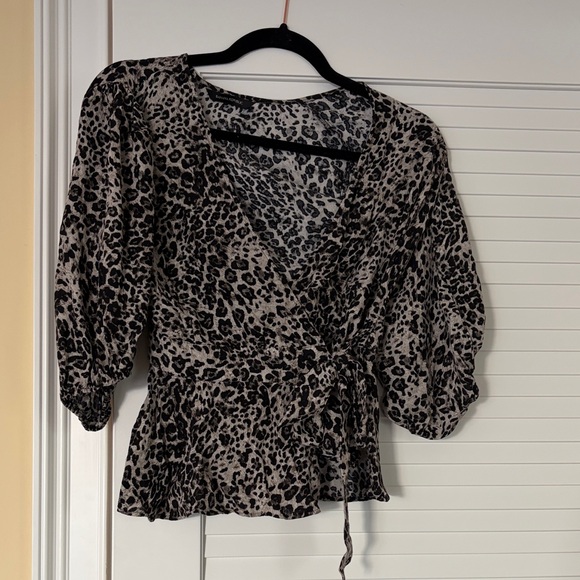 Banana Republic Tops - Banana Republic Leopard Print Wrap Blouse